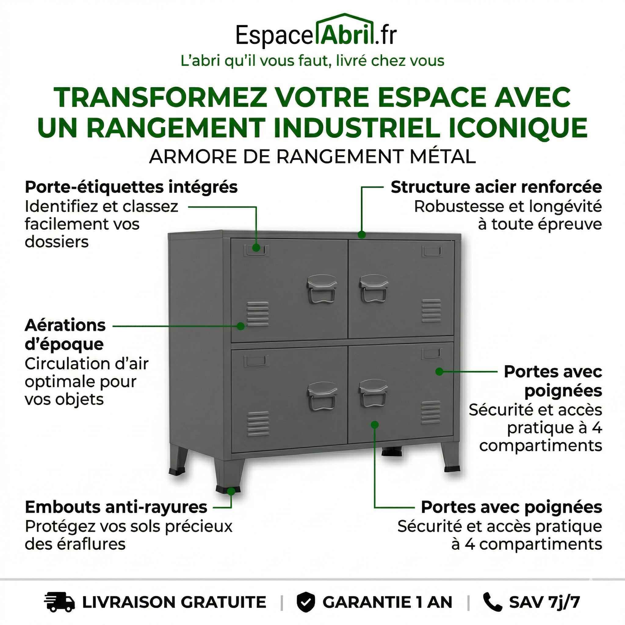 Armoire de jardin en Acier - Buffet à Casiers - 0.80m / 1.15m