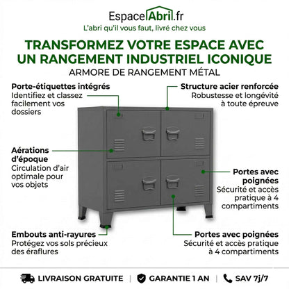 Armoire de jardin en Acier - Buffet à Casiers - 0.80m / 1.15m