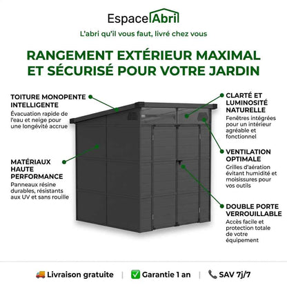 Abri de Jardin en Résine - 1,91m x 1,90m x 2,15m
