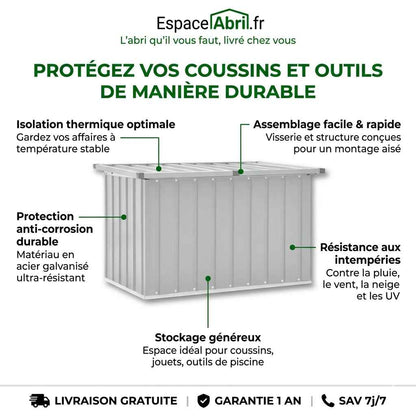 Coffre de Jardin en Acier Galvanisé - 1.09m / 1.29m / 1.71m