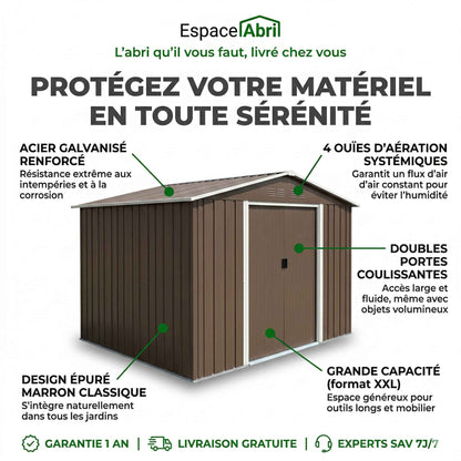 Abri de Jardin XXL en Acier Galvanisé - 2,57m x 9,90m x 1,81m