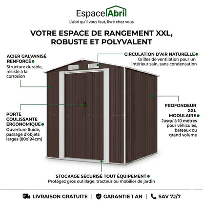 Abri de Jardin XXL modulable 10.21m/1.92m  en Acier Galvanisé